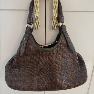 Cole Haan Dark Brown Woven Shoulder Bag